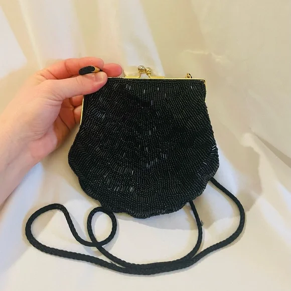 Vintage Art Deco Beaded Seashell Clutch 80s/90s - Picture 3 of 7